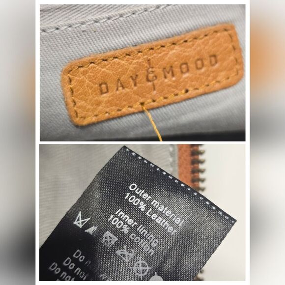 Day And Mood Tan Leather Sting Clutch Wristlet Bag Purse - Picture 7 of 8